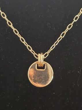 Forever 21 Gold Tone Round Disc Pendant Necklace NWOT Minimal Layering Jewelry